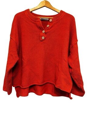FP Beach Orange Hailee Knit Oversized Sweater Small Slouchy Crochet Pullover